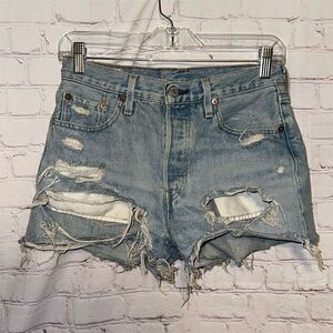 Levi's 501 Women's High-Rise Distressed Cutoff Denim Shorts Size 25